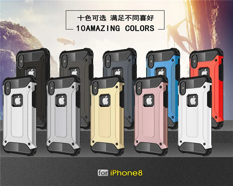 HereCaseStrong Hybrid Tough Shockproof Armor Phone Back Case for iPhone X 8 8 Plus Hard Rugged Impact Phone Protective Cover Funda (8)