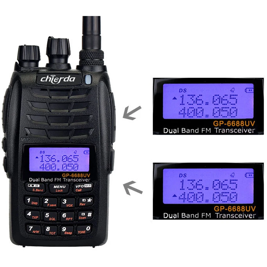 Новинка 2018 GP 6688UV Walkie Talkie с ретранслятором перекрестной полосы двухдиапазонное