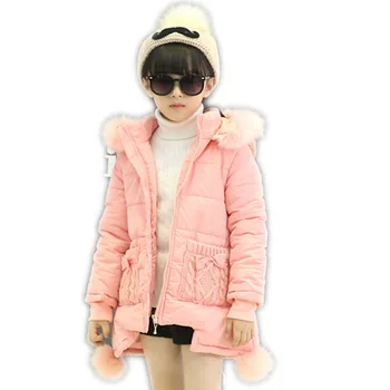 

Winter Kids Cotton Padded Overcoat Baby Parkas Girls Parkas Hooded Fur Collar Coat Jackets Kids Winter Outerwear Jackets E298