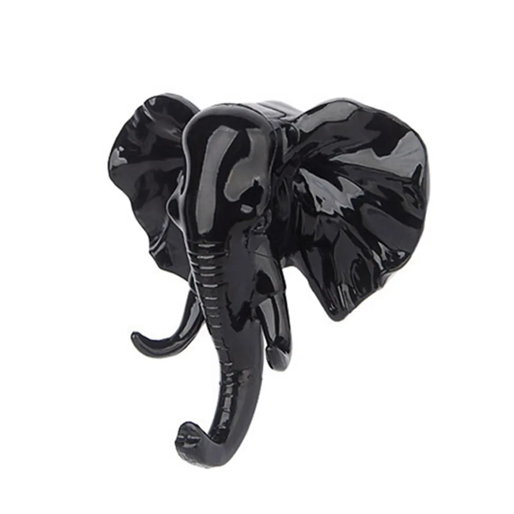 Творческий 3D слон Животное Декор крюк ABS ванная комната ключи/шарф/одежда/ювелирные изделия самоклеющиеся настенные крючки E2S - Цвет: Черный