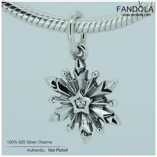 Стерлингового серебра 925 Серебряная Снежинка Висячие прозрачные CZ женские очаровательные бусины для изготовления ювелирных изделий Подходит оригинальные Подвески браслет оптом