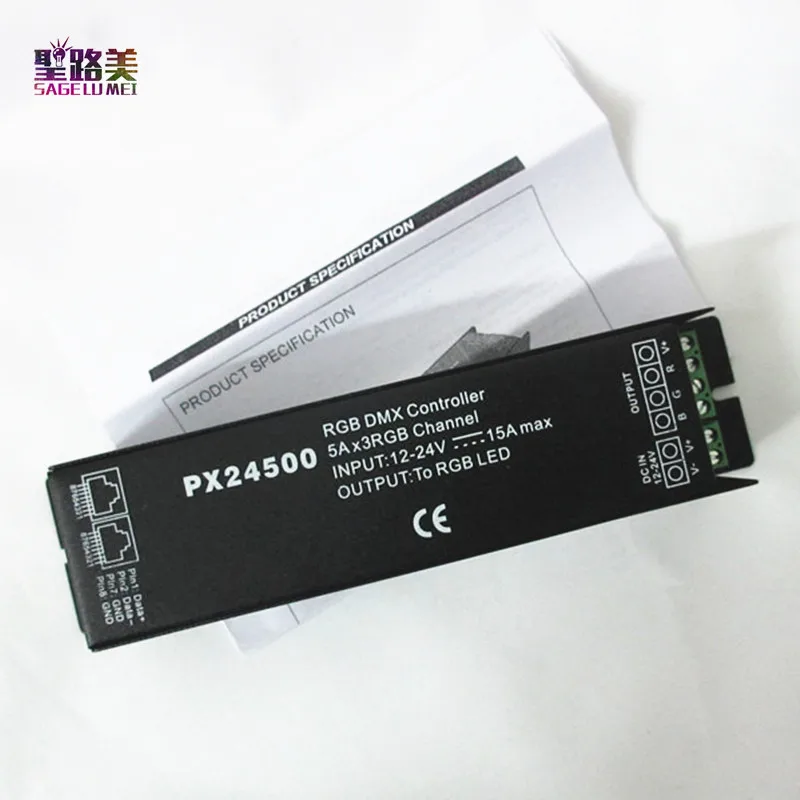 DC12V-24V PX24500 DMX512/1990 контроллер 3 канала для RGB светодиодный лампочка