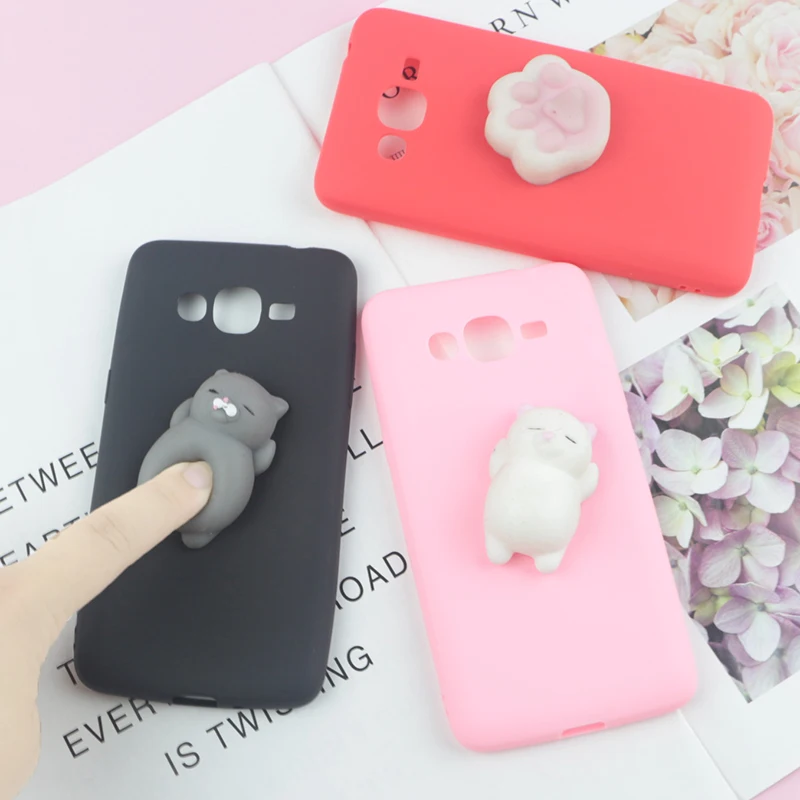 3D Squishy Toys Cute Cat Case For Samsung Galaxy Note 20 10 9 8 5 4 3 J1 mini 2016 J3 2018 J5 Prime J7 2017 Cover Funny | Мобильные