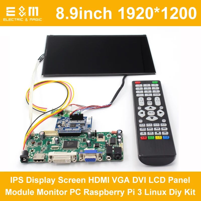 

8.9 inch 1920*1200 IPS Display Screen HDMI VGA DVI LCD Panel Module Monitor PC Raspberry Pi 3 Linux Diy Kit