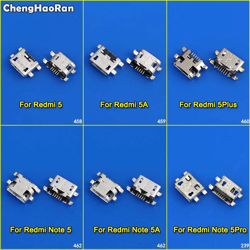 

ChengHaoRan 10pcs Micro USB Connector Jack Socket Female Charging Port Power Plug Dock for Xiaomi Redmi 5 5A 5Plus Note 5 5A Pro