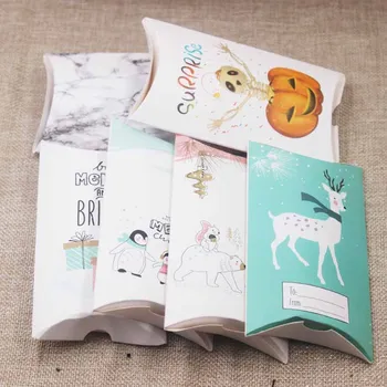 

Feiluan gift new package 50pcs white/brown color 8x5.5x2cm/12.5x7x2cm halloween happy new year cute fashion pillow gifts in 2019
