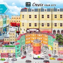 РМЗ город диорама модели комплекты строительные игрушки Европейский дом 1: 64 автомобили из литого металла