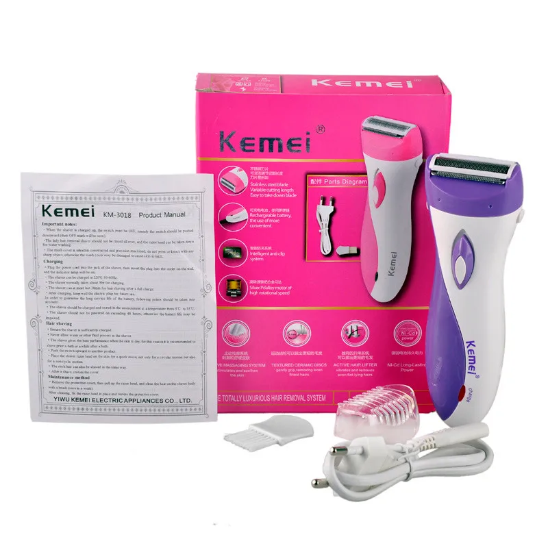 KEMEI KM-3018 Электрический женщины Эпилятор нож электробритвы шерсть Эпилятор бритья Женская бритва Женский уход