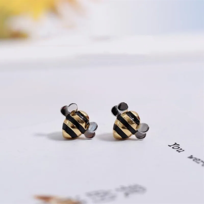 Темперамент высокое качество 925 пробы серебряные ювелирные изделия личность пчела женский подарок модные серьги-гвоздики SE446