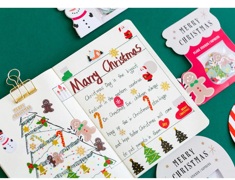 Рождественские декоративные наклейки с изображением снеговика Санта-Клауса, наклейки для скрапбукинга, декоративные наклейки для дневника