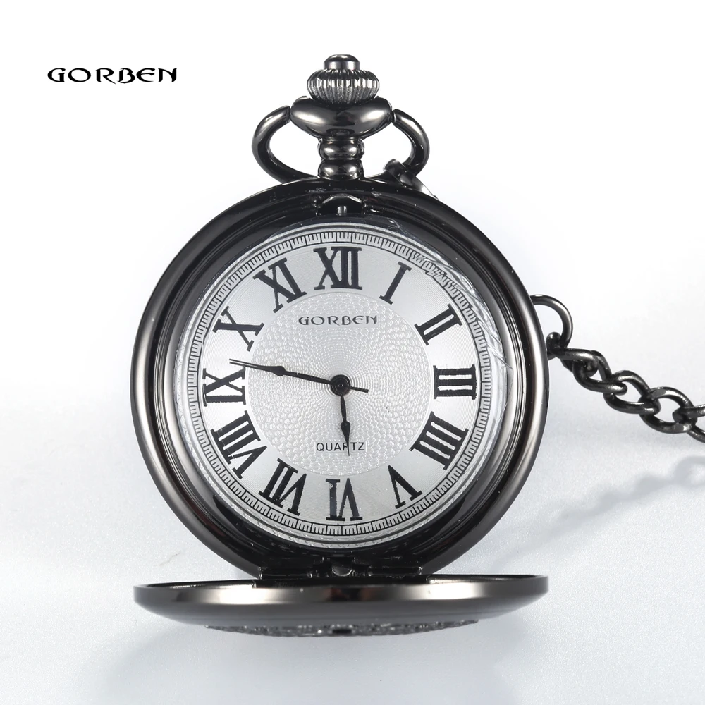 black and white pocket watch