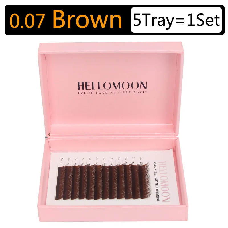 

Brown lashes extension, 5 tray = 1 set, 12rows = 1Tray, mink synthetic brown eye lash individual colored eyalash extension