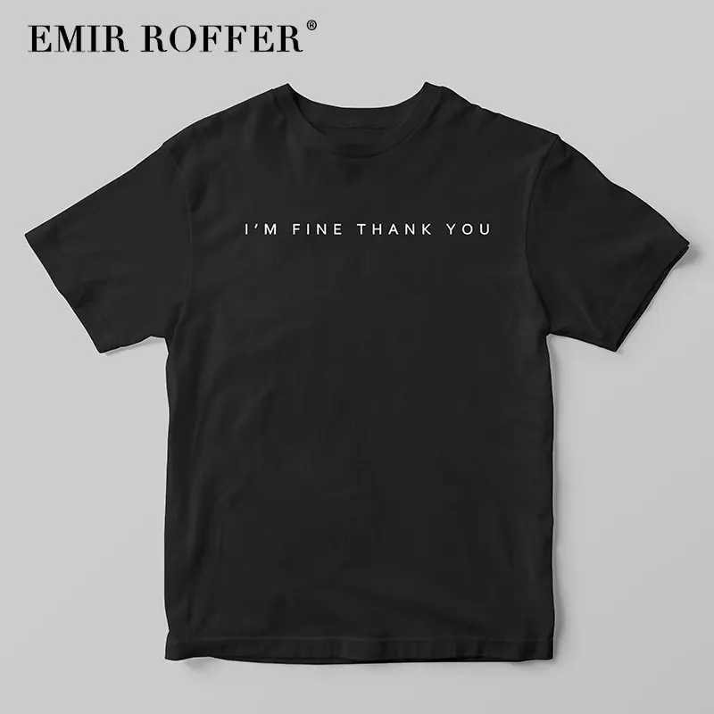 EMIR ROFFER I'M FINE THANK YOU, белая футболка с принтом, женская футболка, женские хлопковые футболки, летние топы, футболки, одежда