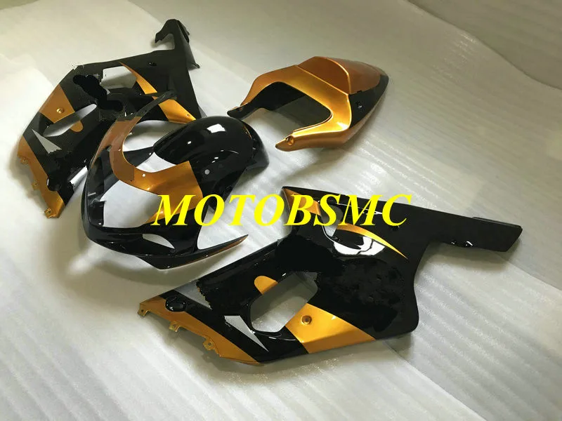Пользовательские обтекатель комплект для SUZUKI GSXR600 750 K1 01 02 03 GSXR 600 GSXR750 2001 2002 2003 из АБС-пластика, черного и золотого цвета Обтекатели+ подарки SG20