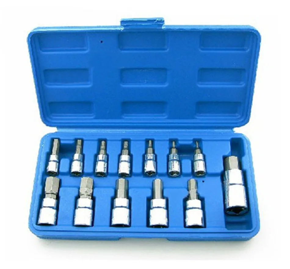 13pcs/set Hex Socket Adapter Sleeve Nozzles 3/8" 1/4" 1/2" Practical Hex Socket Sleeve Nozzles