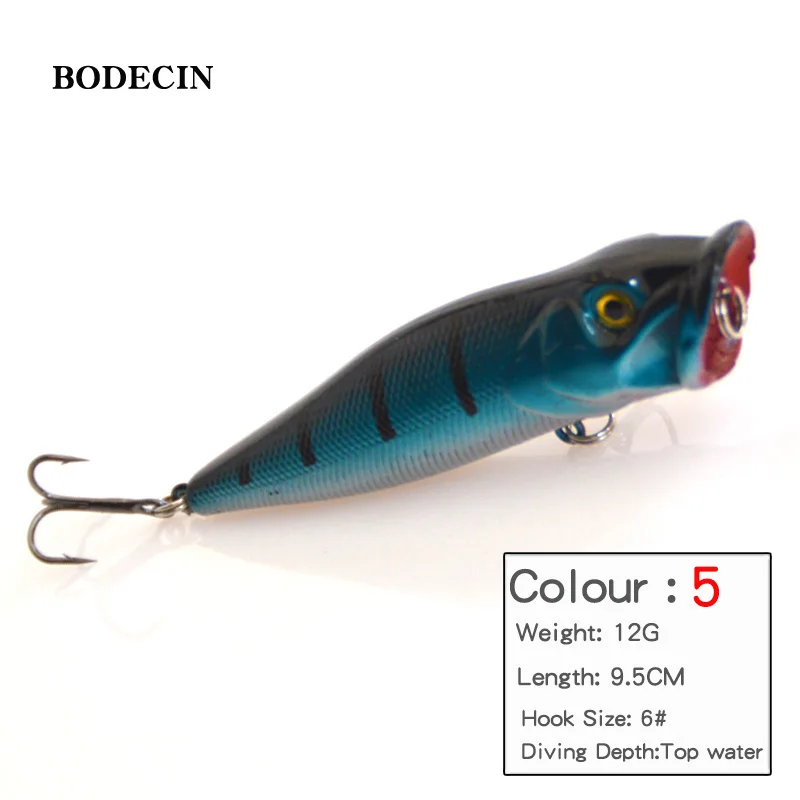 1PCS Fishing Lure Hard wobblers Bait Poper Topwater 3D Eyes Fish Popper Artificial Laser Baits 4# Hooks Tackle Floating Swimbait (1)