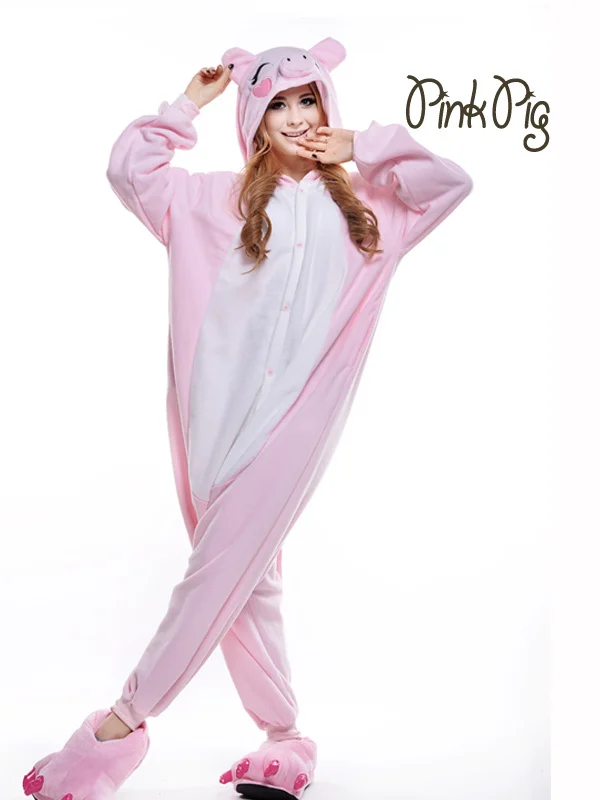 adult pink pig onesie plus size animal footed pajamas anime plus size footed pajamas