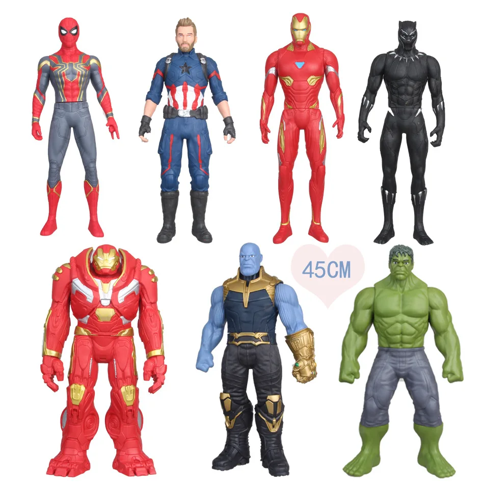 

45cm Big Size The Avengers Figures Thanos Spider man Iron man Hulk Captain America PVC Action Figures Models Toys Gift SA1856