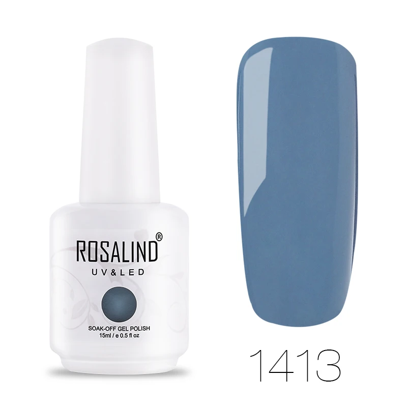 ROSALIND гель 1S 15 мл Гель-лак для ногтей большая белая бутылка 60 чистых цветов впитываемый Праймер УФ-Гель-лак для ногтей для маникюра - Цвет: 1413