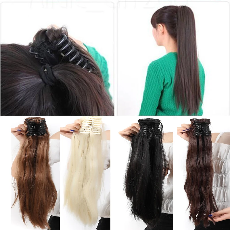 Real thick Long Straight 21" Synthetic Claw Ponytail Hair Piece Pony