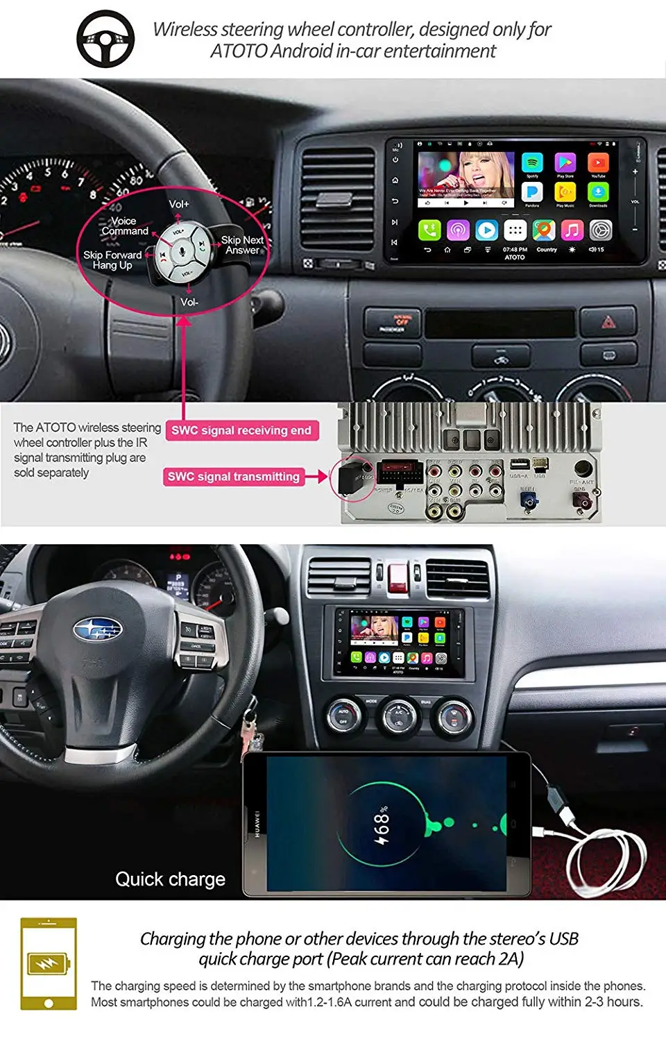ATOTO A6 Android автомобильный gps стерео плеер на выбор Toyota/2x Bluetooth и aptX/A6YTY721PR/WiFi 2,4G и 5G/Indash Мультимедиа Радио/USB