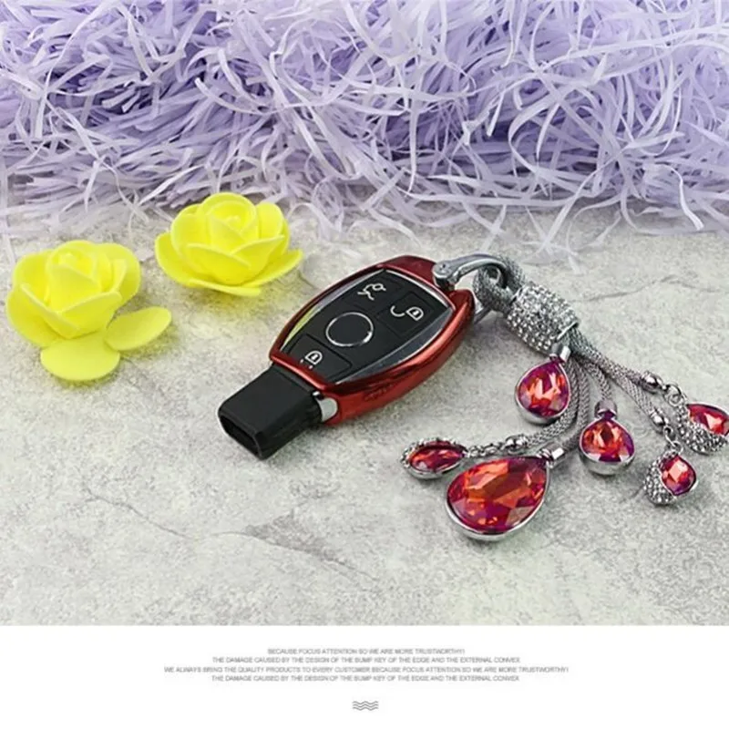 

Car key chain chain drop crystal key ring for Mercedes keychain C200L E-class S-class GLAGLC GLE female car special key chain