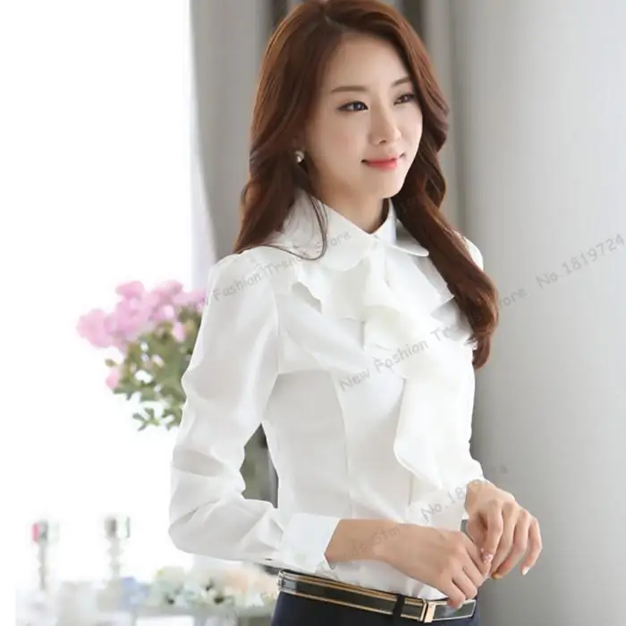 Connexion Blouse Plain Renda Ruffle - Putih