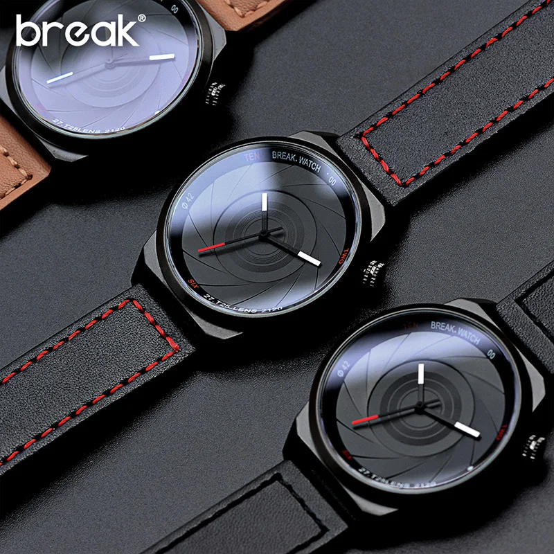 BREAK Photographer Series Unique Camera Style stainless Strap Men Women Casual Fashion Sport Quartz Modern Gift Wrist Watches