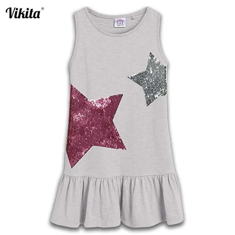 VIKITA/Новинка года; брендовые летние платья для девочек; Одежда для девочек с блестками; платье принцессы; Детский костюм; детская одежда из хлопка