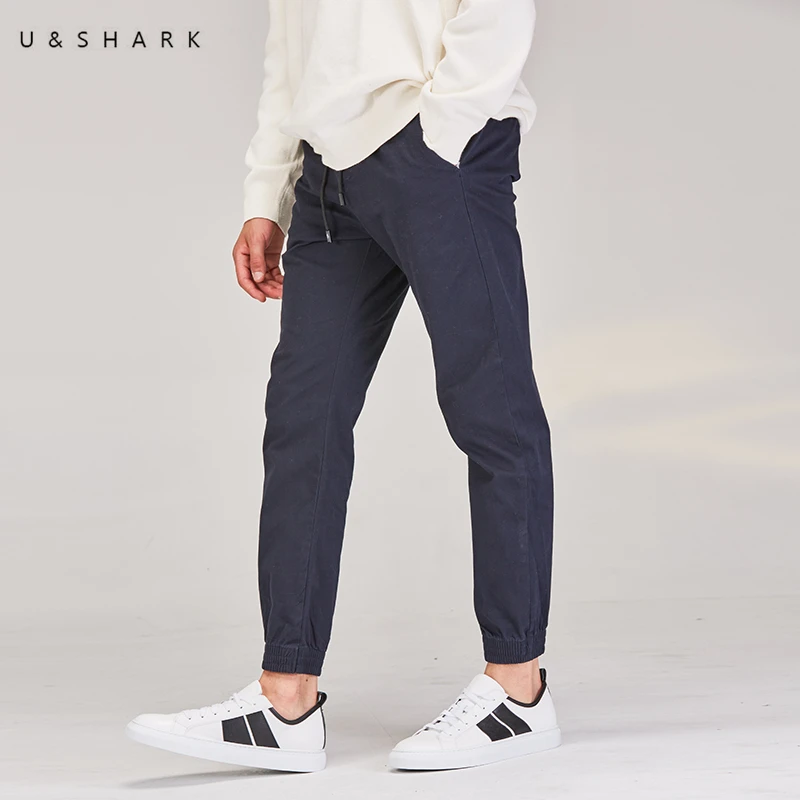 

U&SHARK Autumn New Drawstring Casual Pants Men Brand Jogger Pants Stretch Fabric Regular Fit High Quality Cotton Trousers Male
