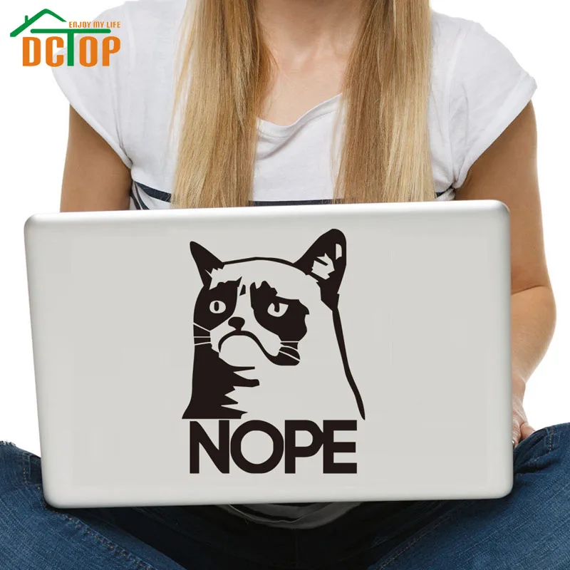 

DCTOP Grumpy Cats Nope Funny Cartoon Animals Sticker Art Design Self Adhesive Computer Decals PVC Wall Stickers Home Decor