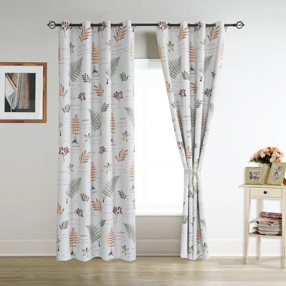 Curtains with Leaves ,Trees Blackout Window Panels Drapes ,Floral