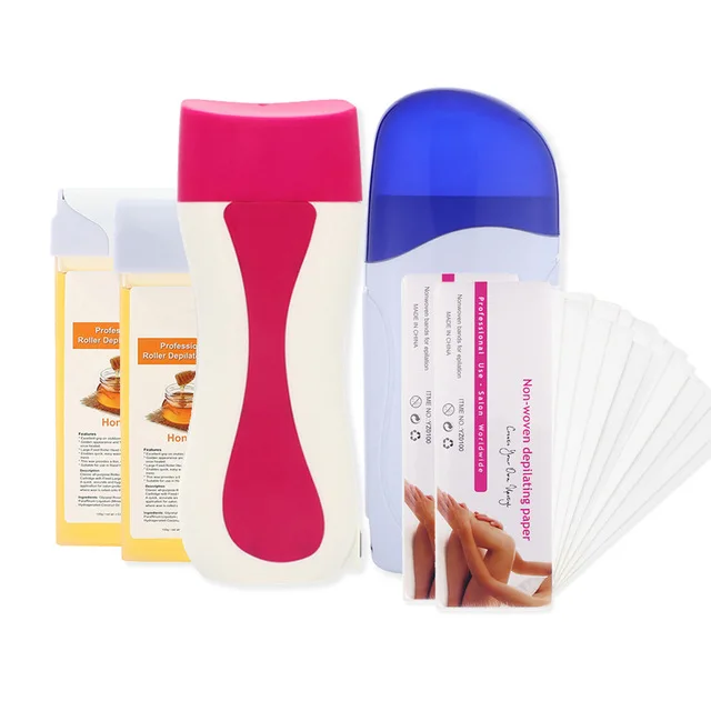 

Depilatory Roll on Wax Heater with Refillable Wax & Waxing Paper for Hair Removal Set Waxing Machine EU Plug with 100 Pcs Paper
