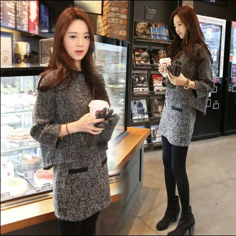 

2018 spring and autumn winter, the new Korean version of women's wear is two pieces of suit, seven pairs of sleeves