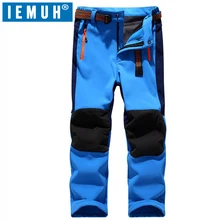 IEMUH/Новые брендовые Зимние флисовые софтшельные штаны для туризма, для мальчиков и девочек, уличные штаны, водонепроницаемые, походные, лыжные