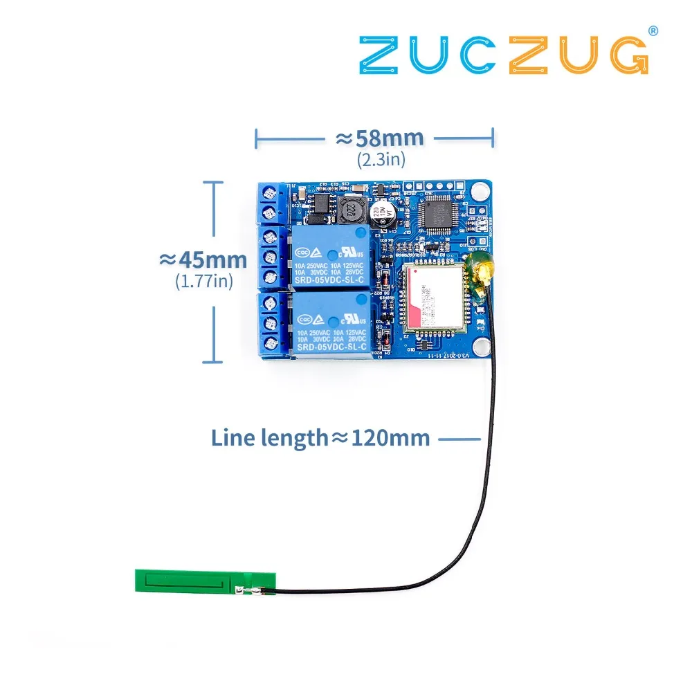 

2 Channel Relay Module SMS GSM Remote Control Switch SIM800C STM32F103C8T6 for Greenhouse Oxygen Pump