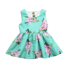 Платье без рукавов с принтом для девочек; милый сарафан с цветочным принтом для маленьких девочек; Повседневное платье принцессы; F4