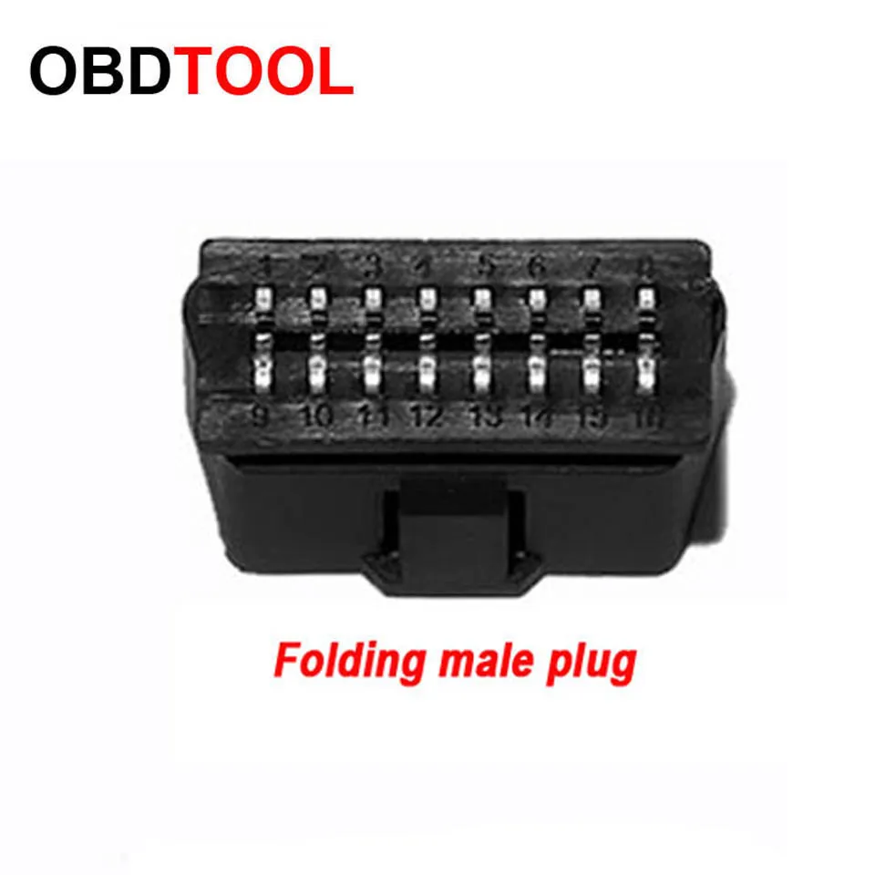 ObdTooL 12 В 24 В штекер OBD2 16pin Мужской Разъем 90 градусов локоть золотое покрытие OBD II адаптер гнездо для ELM327 Авто сканер - Цвет: Folding Male OBD