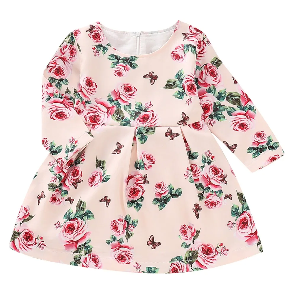 Puseky baby girls fall Valentine's day dress clothing children floral