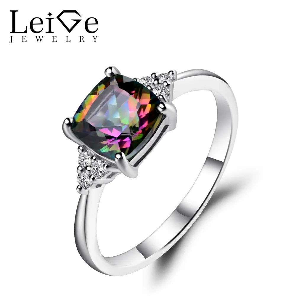 Украшения leige Mystic топазовые кольца Подушка Радужный топаз Обручальное кольцо для женщин 925 пробы драгоценности из серебра и камней Украшения leige Mystic топазовые кольца Подушка Радужный топаз Обручальное кольцо для женщин 925 пробы драгоценности из серебра и камней