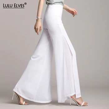 

New Fashion Women loose Thin Chiffon Pants Female Wide Leg Pants High Waist Casual Dance Pants White Trousers Plus Size S-4XL