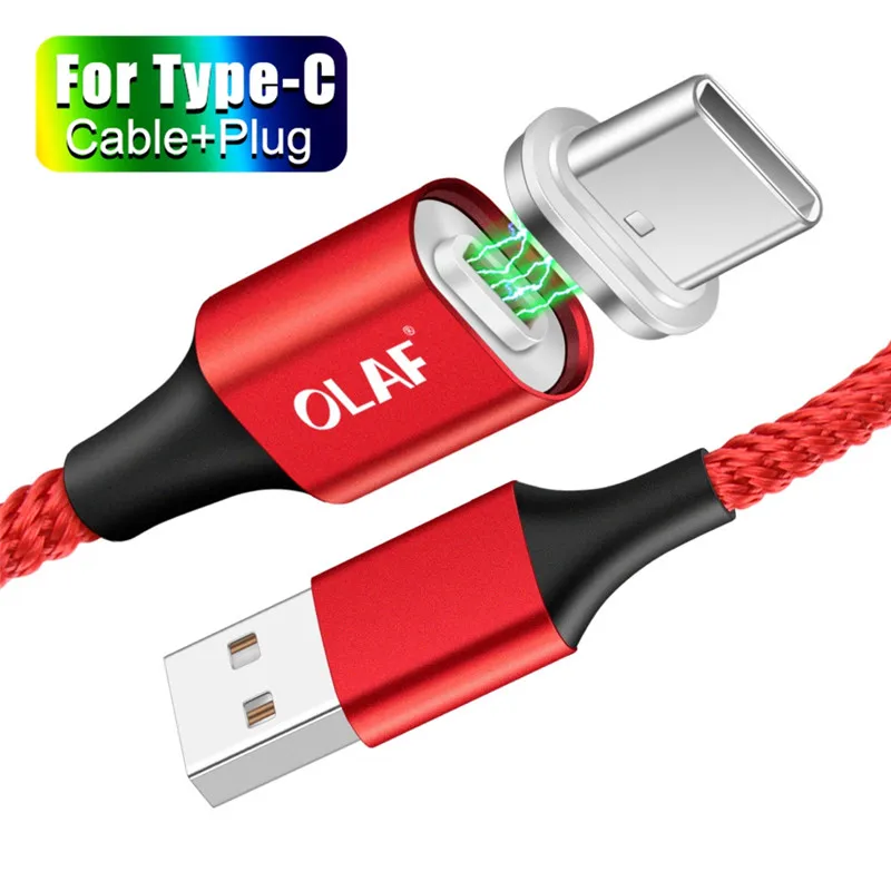 Магнитный кабель OLAF Usb c Micro Usb type C для быстрой зарядки, магнитное зарядное устройство Microusb type-C для Iphone 7 Xs MAX samsung Xiaomi Usb-c - Цвет: Red Type C Cable