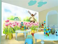 3d обои на заказ фотография обои детская комната росписи мельница тюльпан сад 3D Роспись диван ТВ фон обои для стен 3d