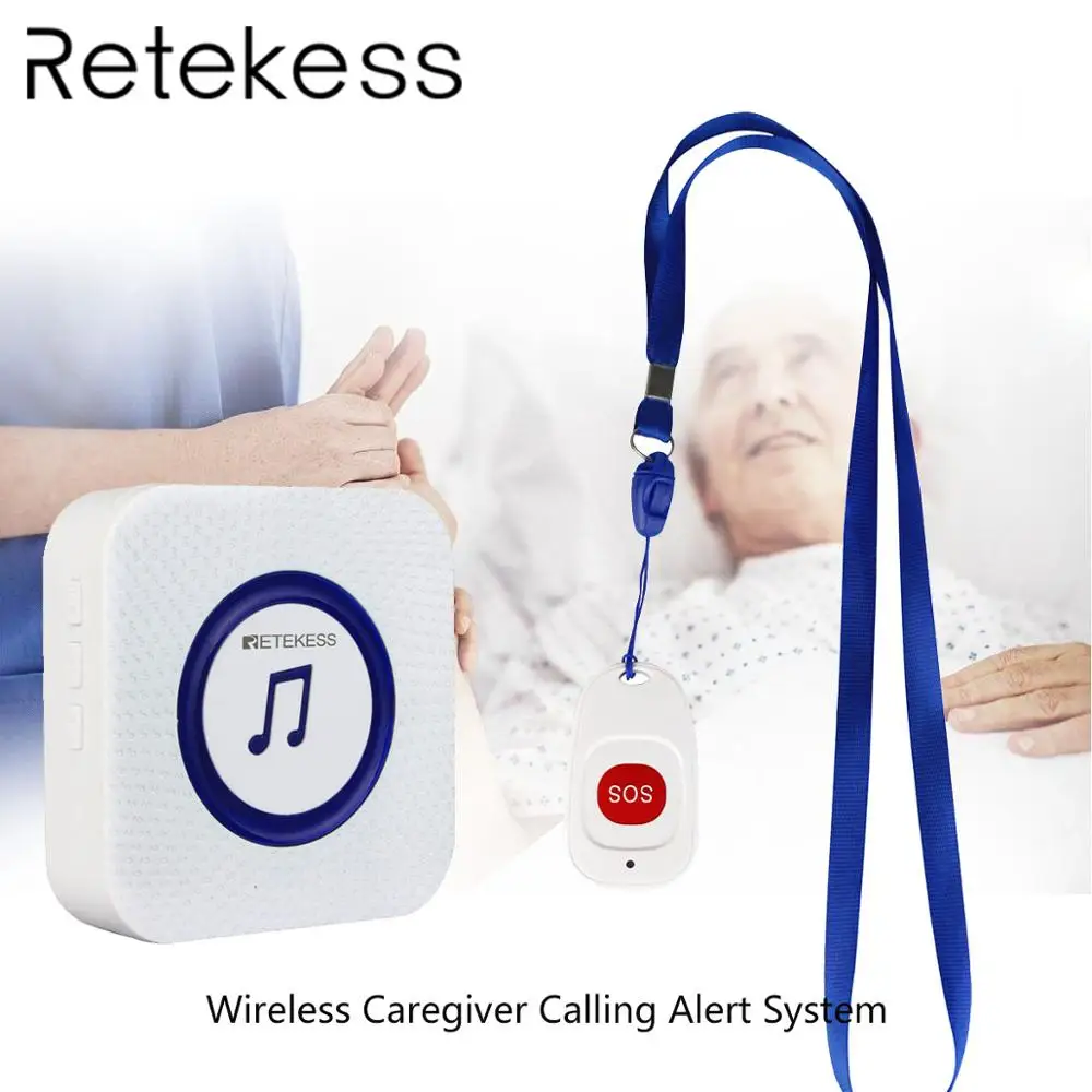 

Retekess Wireless Caregiver Calling Alert System Elderly patient emergency Call SOS Button + Receiver for Household Nursing Home