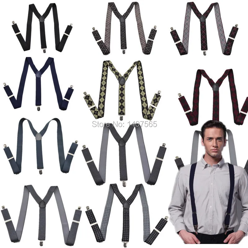 

Men's Unisex Clip-on Braces Elastic Suspender large man 3.5cm Wide black/gray Suspenders/gallus