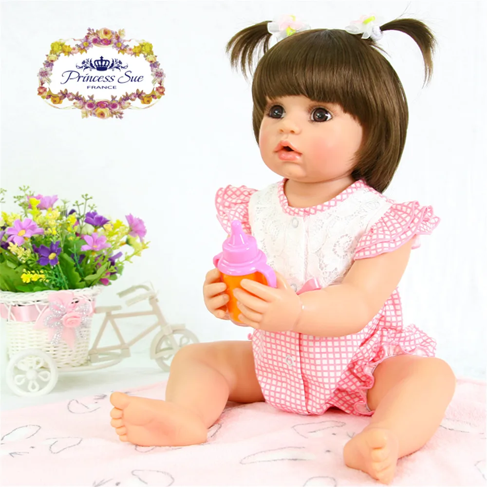 

22 inch 55 cm reborn Silicone dolls, lifelike doll reborn Lovely baby boy and girl's holiday gift
