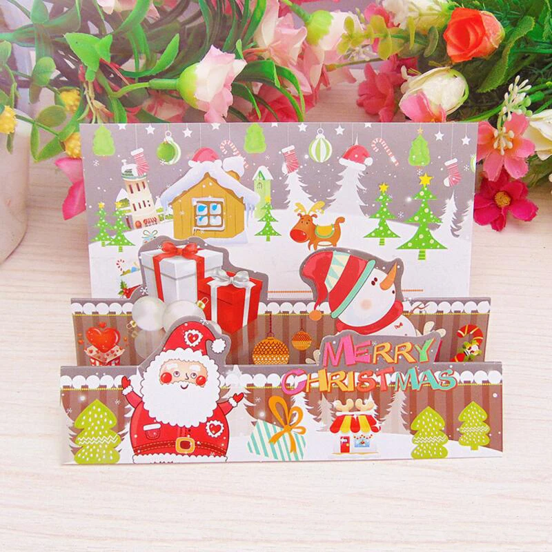 

18pcs/lot Cute Santa Snowman Three-dimensional Christmas Card New Year Greeting Card Postcard Gift Message Cards