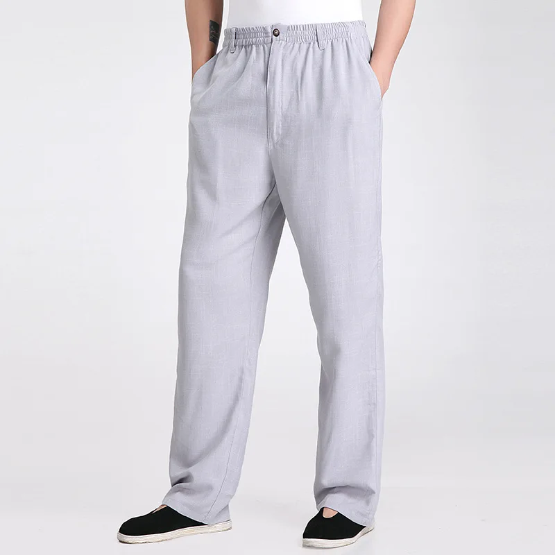 

New Arrival Gray Chinese Men's Kung Fu Trousers Cotton Linen Pants Clothing Size S M L XL XXL XXXL 2350