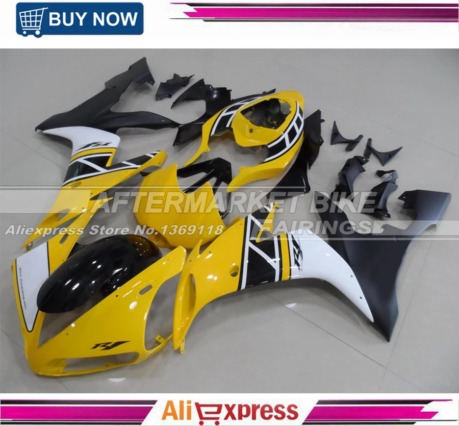 YELLOW-WHITE YZF R1 2004 2005 2005 Fairings 50th Anniversary Design For Yamaha OEM Quality Fairing Kits Bodyworks