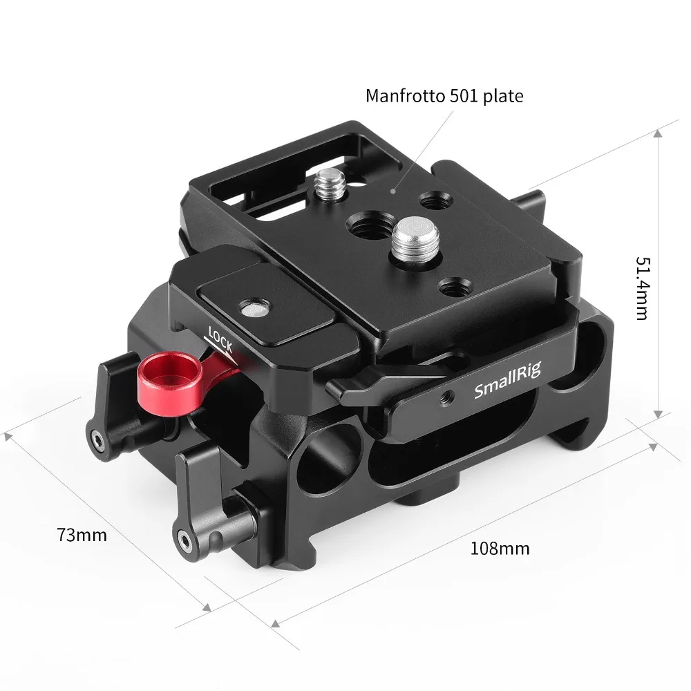 SmallRig BMPCC 4K камера плита основание для Blackmagic Дизайн Карманный кинотеатр камера 4K(для Manfrotto 501PL) W/15 мм рельсовый стержень